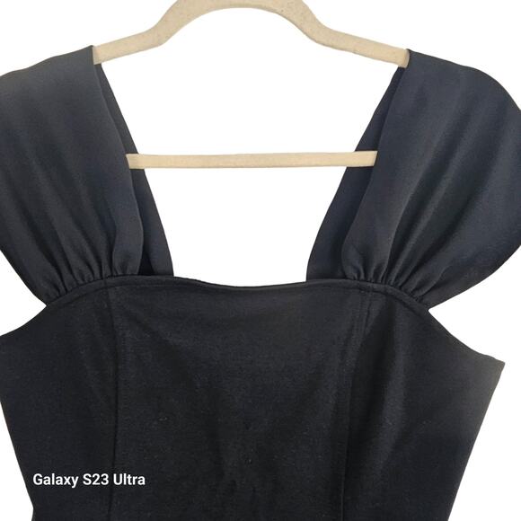 Anthropologie Top Meadow Rue Top Sleeveless Blouse Women S Black Square Neck Top - Picture 2 of 9